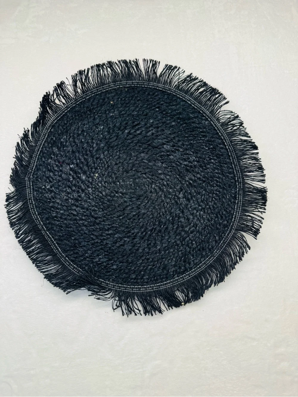 Black Woven Round Fringe Placemat Halloween Decor Accent